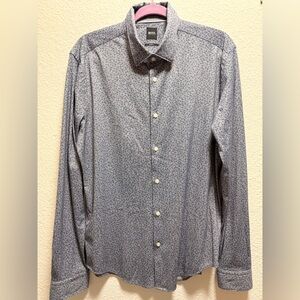 Boss Blue Textured Slim Fit Shirt